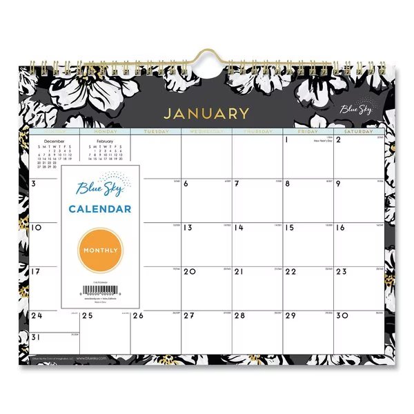 Baccara Dark Wall Calendar, 11 x 8 3/4, 2020, Blue Sky, Mfr#: 116052